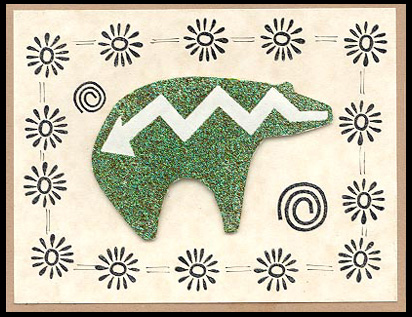 Zuni Bear is embossed. Border is three accent stamps.