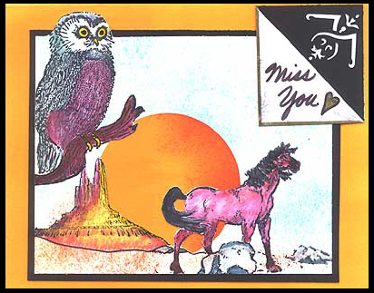 Owl & Horse at Sunset