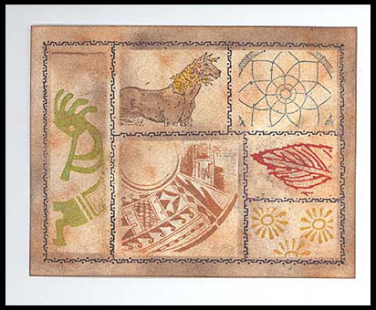 This card was created by stamping a variety of stamps in Frame #1.