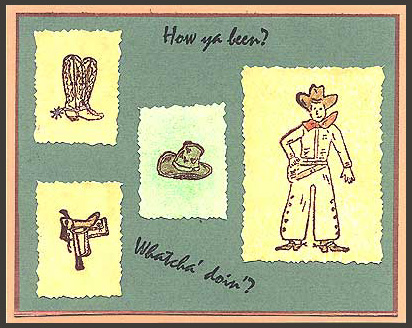 This card was created by placing stamped cut out images asymetrically.